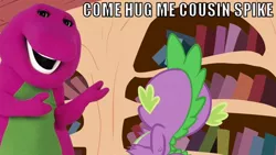 Size: 640x360 | Tagged: barney, derpibooru import, image macro, nightmare fuel, safe, spike