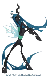 Size: 707x1131 | Tagged: artist:tarajenkins, changeling, changeling queen, cupidite, derpibooru import, female, queen chrysalis, rearing, safe, simple background, solo, transparent background