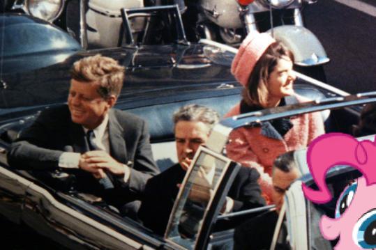 Size: 539x359 | Tagged: american presidents, artist:lordofjupiter, assassination, car, derpibooru import, human, irl, irl human, jackie kennedy, jfk assassination, john connally, john f. kennedy, photo, photobomb, pinkie pie, ponies in real life, president, safe