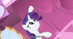 Size: 632x344 | Tagged: safe, derpibooru import, screencap, rarity, wtf, youtube caption