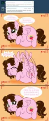 Size: 1236x3041 | Tagged: artist:shinta-girl, ask, big belly, chubby, chubby cheeks, comic, derpibooru import, fat, oc, oc:shinta pony, safe, spanish, stuffed, sweat, translated in the description, tumblr, unofficial characters only