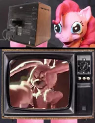 Size: 699x900 | Tagged: safe, derpibooru import, pinkie pie, rabbit, creepy, exploitable meme, meme, tv meme