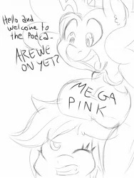 Size: 960x1280 | Tagged: anthro, artist:sweethd, big breasts, boobhat, breasts, busty pinkie pie, derpibooru import, female, mega milk, meme, monochrome, nudity, pinkie pie, rainbow dash, suggestive