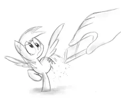 Size: 1024x830 | Tagged: safe, artist:strangiesleepy, derpibooru import, derpy hooves, pegasus, pony, crying, derpygate, eraser, erasing, female, hand, mare, monochrome, sad, sketch