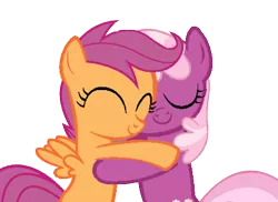 Size: 477x348 | Tagged: artist:scootaloo24, cheerilee, derpibooru import, hug, safe, scootaloo, simple background, transparent background, vector