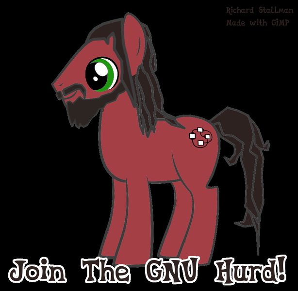 Size: 900x880 | Tagged: safe, derpibooru import, ponified, earth pony, pony, 1000 hours in gimp, gimp, gnu, gnu/hurd, hurd, join the herd, male, pun, richard stallman, solo, stallion, text