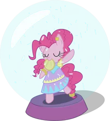 Size: 7428x8192 | Tagged: safe, artist:mrfoxington, derpibooru import, pinkie pie, pony, friendship is witchcraft, absurd resolution, bipedal, clothes, dancing, dress, gypsy bard, gypsy pie, mouth hold, musical instrument, romani, snow globe, tambourine