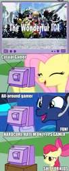 Size: 625x1528 | Tagged: apple bloom, derpibooru import, exploitable meme, fluttershy, gamer luna, gamershy, meme, princess luna, safe, the wonderful 101, tv meme, wii u