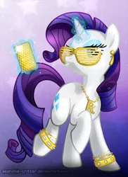 Size: 600x823 | Tagged: artist:scorchie-critter, derpibooru import, gold, rarity, safe, swag