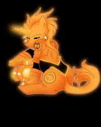 Size: 1440x1800 | Tagged: artist:ladyduskfall, black background, dc comics, derpibooru import, emotional spectrum, green lantern, larfleeze, orange lantern, ponified, safe, simple background