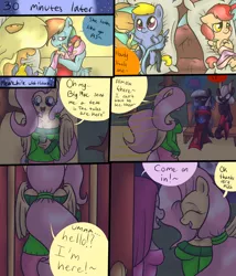 Size: 1944x2273 | Tagged: anthro, applejack, artist:reneesdetermination, breasts, busty fluttershy, busty pinkie pie, comic, comic:stone cold, derpibooru import, fluttershy, oc, pinkamena diane pie, pinkie pie, rainbow dash, safe, stone cold