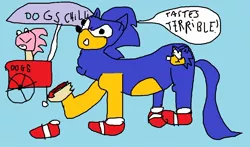 Size: 1076x631 | Tagged: safe, artist:geepukefox, derpibooru import, ponified, pony, 1000 hours in ms paint, background pony strikes again, barely pony related, chili dog, crossover, ponic, quality, sanic, sonic the hedgehog, sonic the hedgehog (series)