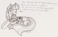 Size: 900x574 | Tagged: safe, artist:100yearslater, derpibooru import, shining armor, twilight sparkle, twilight velvet, pony, baby, baby pony, babylight sparkle, colt, filly, foal, mother and daughter, mother and son, sketch, sleeping