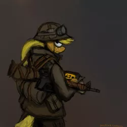 Size: 3000x3000 | Tagged: 30 minute art challenge, anthro, applejack, artist:gordonfreeguy, crossover, derpibooru import, fallout, fallout: new vegas, gun, military, ncr, rifle, safe