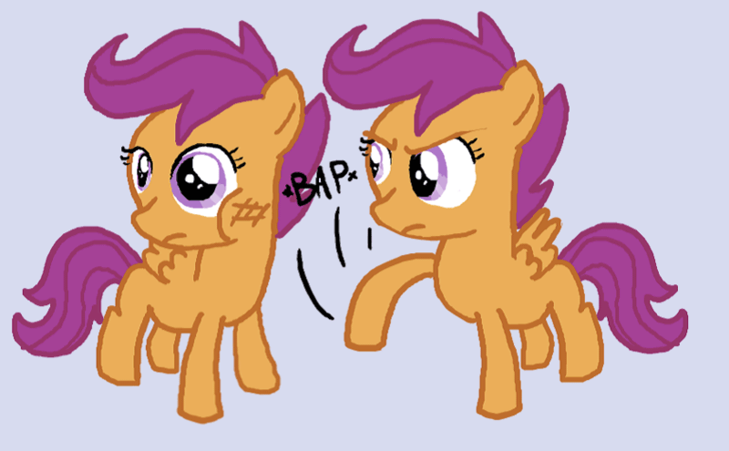 Size: 841x520 | Tagged: animated, derpibooru import, safe, scootabuse, scootaloo, self abuse, self ponidox, slapping, terry
