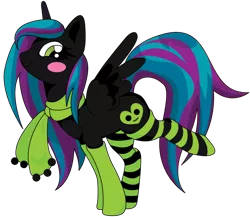 Size: 1024x887 | Tagged: safe, artist:tripperwitch, derpibooru import, oc, unofficial characters only, alicorn, pony, alicorn oc, clothes, oblivion heart, scarf, socks, solo, striped socks