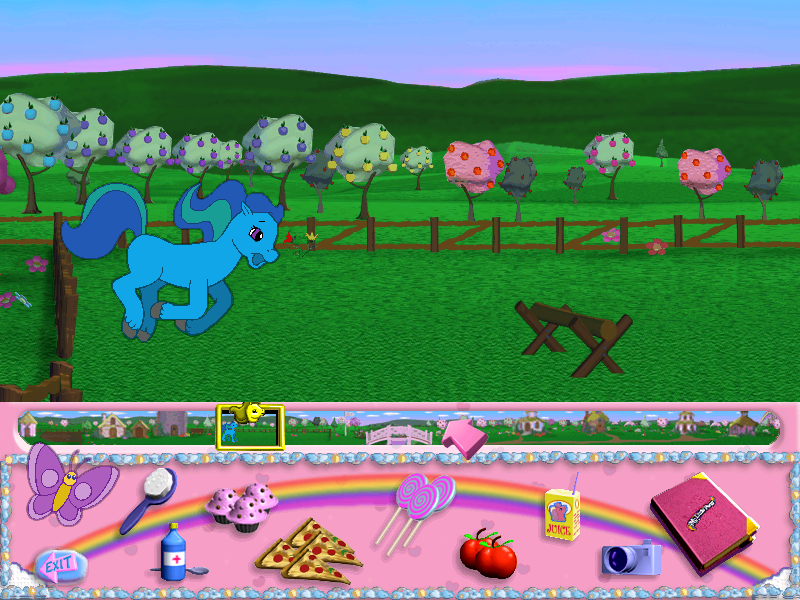 Size: 800x600 | Tagged: charging, derpibooru import, g2, happy, hurdle, jumping, my little pony friendship gardens, pc game, running, safe, video game