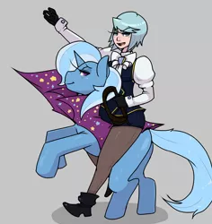 Size: 850x900 | Tagged: ace attorney, artist:eris, crossover, derpibooru import, franziska von karma, human, humans riding ponies, napoleon bonaparte, napoleon crossing the alps, riding, safe, trixie