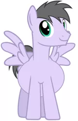 Size: 586x910 | Tagged: safe, derpibooru import, purple waters, pegasus, pony, happy, male, male pregnancy, pregnant, pregnant edit, show accurate, smiling, solo