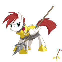 Size: 2500x2500 | Tagged: armor, artist:equestria-prevails, cutie mark, derpibooru import, oc, oc:pussywillow, safe, simple background, solar guard, spear, transparent background, unofficial characters only