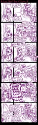 Size: 1200x3912 | Tagged: suggestive, artist:ficficponyfic, derpibooru import, big macintosh, rainbow dash, rarity, earth pony, pony, comic:a long hard day of training, a long hard day of training, barn, blushing, comic, confusion, eavesdropping, faint, implied sex, implying, male, moaning, spying, stallion, weight lifting
