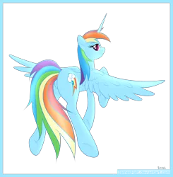 Size: 6200x6322 | Tagged: safe, artist:haltie, derpibooru import, rainbow dash, alicorn, pony, absurd resolution, alicornified, race swap, rainbowcorn