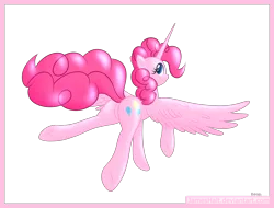 Size: 6200x4700 | Tagged: safe, artist:haltie, derpibooru import, pinkie pie, alicorn, pony, absurd resolution, alicornified, butt, cute, diapinkes, featureless crotch, female, mare, pinkiecorn, plot, race swap, solo, xk-class end-of-the-world scenario