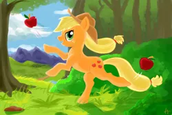 Size: 1500x1000 | Tagged: apple, applejack, artist:ephemeraleternity93, derpibooru import, mountain, obligatory apple, safe, tree