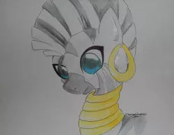 Size: 1591x1242 | Tagged: artist:dei-hedgehog, derpibooru import, safe, simple background, solo, traditional art, zebra, zecora