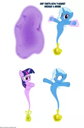 Size: 1050x1600 | Tagged: artist:navitaserussirus, ask, asktwixiegenies, derpibooru import, genie, safe, trixie, twilight sparkle, unamused