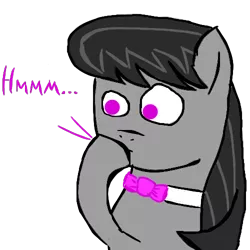 Size: 500x500 | Tagged: safe, derpibooru import, octavia melody, earth pony, pony, bowtie, bust, female, hoof on chin, mare, simple background, sniffing, solo, speech bubble, talking, transparent background
