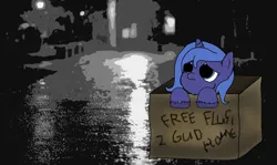 Size: 1024x610 | Tagged: safe, artist:inkiepie, derpibooru import, princess luna, fluffy pony, pony, abandoned, lunafluff, sad, woona