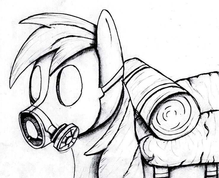 Size: 1280x1039 | Tagged: safe, artist:akkiv, derpibooru import, rainbow dash, gas mask