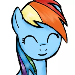 Size: 717x718 | Tagged: safe, artist:pieceofkawaiipie, derpibooru import, rainbow dash, pegasus, pony, eyes closed, female, mare, simple background, smiling, solo, white background