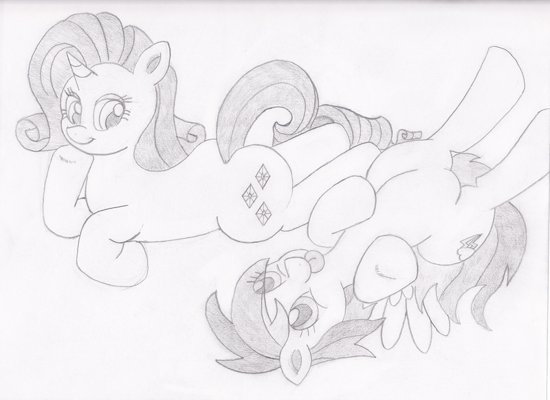 Size: 1311x955 | Tagged: artist:mc-ryan, derpibooru import, lounging, rainbow dash, rarity, safe, sketch