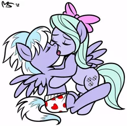 Size: 512x512 | Tagged: suggestive, artist:megasweet, artist:snaperkids, derpibooru import, cloudchaser, flitter, pegasus, pony, bow, boxers, clothes, eyes closed, female, females only, french kiss, hair bow, heart, heart print underwear, hug, incest, kissing, lesbian, mare, pegacest, simple background, underwear, white background
