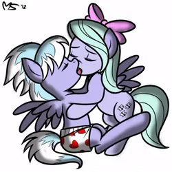 Size: 512x512 | Tagged: suggestive, artist:megasweet, artist:snaperkids, derpibooru import, cloudchaser, flitter, pegasus, pony, bow, boxers, clothes, duo, duo female, eyes closed, female, females only, french kiss, hair bow, heart, heart print underwear, hug, incest, kissing, lesbian, mare, pegacest, simple background, underwear, white background