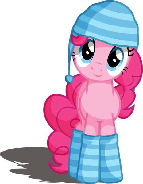 Size: 3421x4400 | Tagged: absurd resolution, artist:austiniousi, beanie, clothes, cute, derpibooru import, hat, looking at you, pinkie pie, safe, simple background, socks, solo, striped socks, transparent background, vector