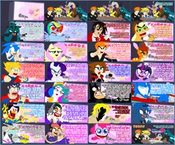 Size: 3082x2548 | Tagged: alucard, applejack, artist:terry, bambi, batman, bleach (manga), comic, crossover, dc comics, derpibooru import, dialogue, dio brando, discord, disney, dragon ball, fluttershy, goku, hellsing, jem, jojo's bizarre adventure, karaoke, kazoo, kingdom hearts, kurosaki ichigo, mane six, miko, musical instrument, oc, oc:terry, optimus prime, pinkie pie, princess celestia, princess luna, queen chrysalis, rainbow dash, rarity, safe, scrooge mcduck, sonic the hedgehog, sonic the hedgehog (series), sora, superman, the joker, transformers, twilight sparkle, vulgar
