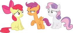 Size: 6611x3000 | Tagged: absurd resolution, apple bloom, artist:qazwsx302, cutie mark crusaders, derp, derpibooru import, safe, scootaloo, simple background, sweetie belle, transparent background, vector