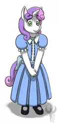 Size: 238x500 | Tagged: anthro, artist:ethanqix, clothes, derpibooru import, dress, mary janes, safe, solo, sweetie belle