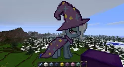 Size: 1366x745 | Tagged: safe, derpibooru import, trixie, pony, game screencap, minecraft, minecraft pixel art, pixel art, solo