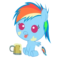 Size: 450x474 | Tagged: safe, artist:convoykaiser, derpibooru import, rainbow dash, pegasus, pony, baby, baby pony, cider, cute, dashabetes, diaper, filly, filly rainbow dash, foal, simple background, solo, transparent background