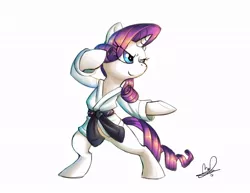 Size: 800x618 | Tagged: artist:lanmana, black belt, clothes, karate, kung fu, martial artist rarity, martial arts, rarity, robe, safe, solo