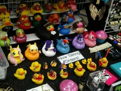 Size: 720x540 | Tagged: applejack, derpibooru import, duckface, flutterduck, fluttershy, gir, invader zim, literal duck face, mane six, pinkie pie, rainbow dash, rarity, rubber duck, safe, toy, twilight sparkle, zim
