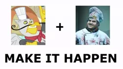 Size: 753x423 | Tagged: safe, derpibooru import, gustave le grande, gryphon, antoine thomas, chef, dead rising, dead rising 2, exploitable meme, make it happen