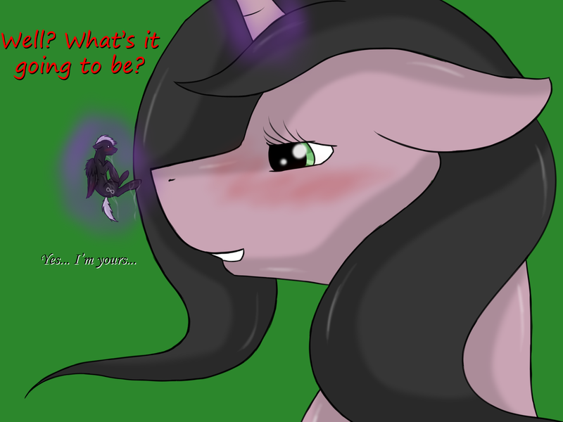 Size: 1280x960 | Tagged: suggestive, artist:nekonx103, derpibooru import, oc, oc:passion, oc:pride, unofficial characters only, pegasus, pony, unicorn, blushing, fetish, imminent vore, magic, micro, passion, pride passion vore comic, scared, simple background