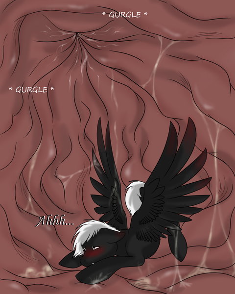 Size: 1280x1600 | Tagged: questionable, artist:nekonx103, derpibooru import, oc, oc:passion, oc:pride, unofficial characters only, pegasus, pony, blushing, drool, fetish, inside, internal, micro, passion, pride passion vore comic, soft vore, stomach, vore