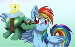 Size: 900x567 | Tagged: artist:inuhoshi-to-darkpen, derpibooru import, nuzzling, rainbow dash, safe, tank