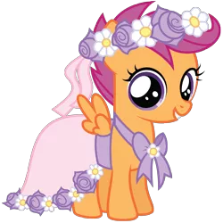 Size: 6000x6000 | Tagged: safe, artist:midnight--blitz, derpibooru import, scootaloo, absurd resolution, clothes, dress, flower, simple background, solo, transparent background, vector